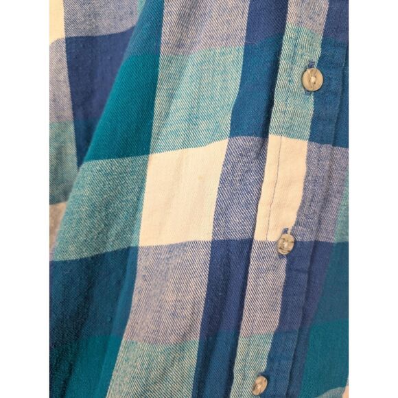 Vintage American Eagle Outfitters Mens Flannel 80s Sz Large Blue Checker Shirt - Picture 2 of 5